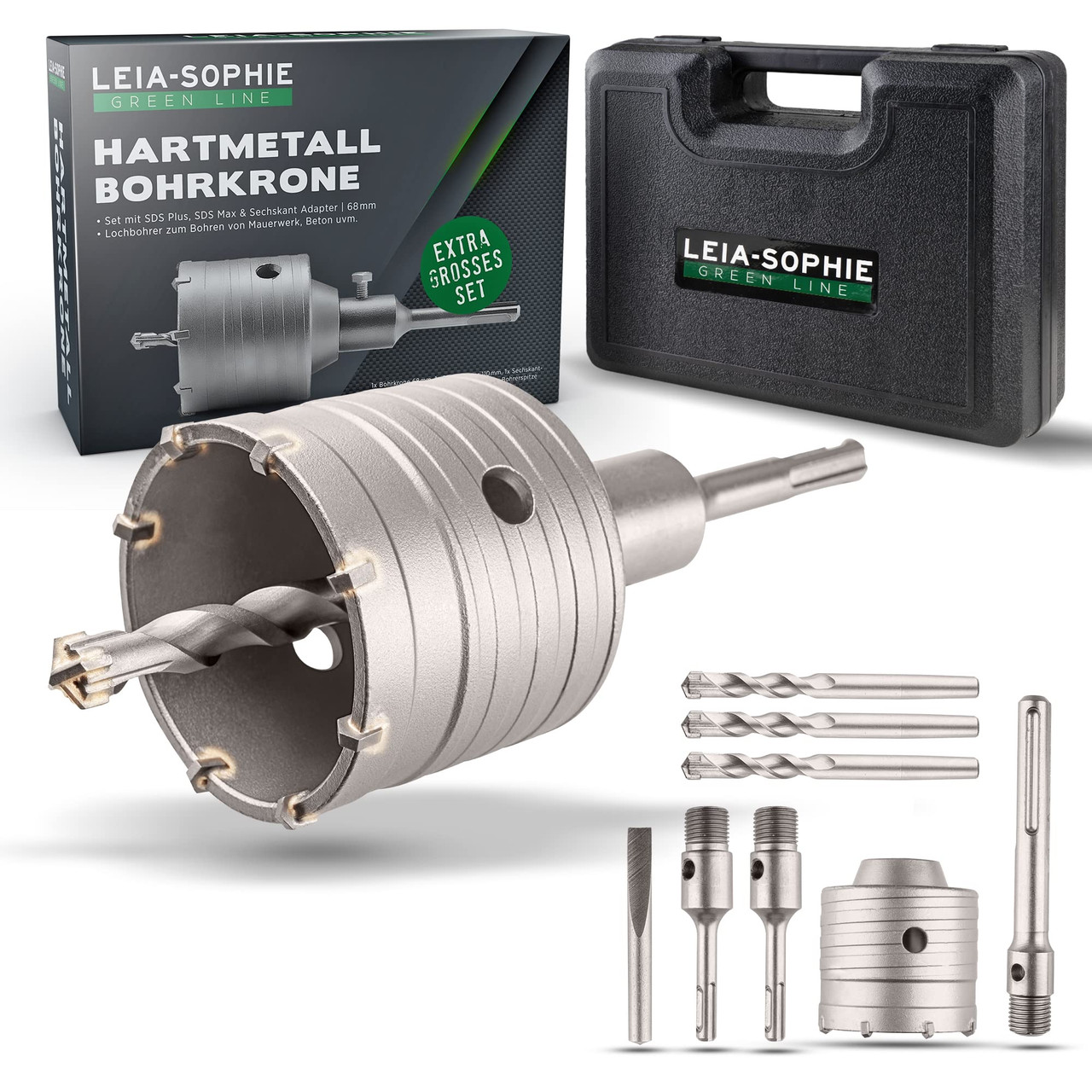 Твердосплавне свердло 68 мм з круговим болтом та перехідником (для розеток), фото 1