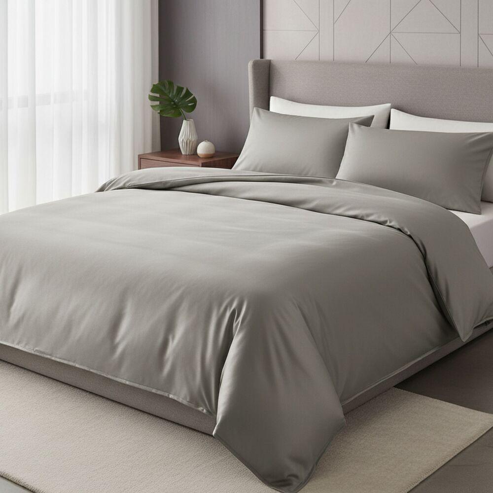 Комплект постільної білизни IDEIA євро 200х220 сатин бавовна преміум сірий/беж, фото 1