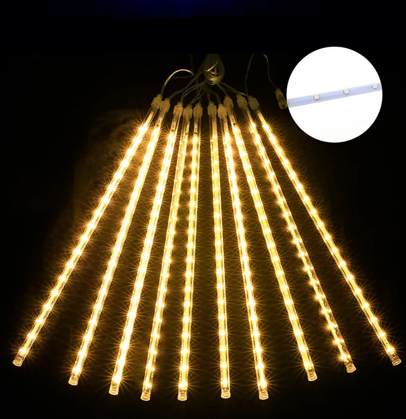 Світлодіодна гірлянда Метеоритний дощ Танучі бурульки 3м х 30 см 8 шт теплий білий, фото 1