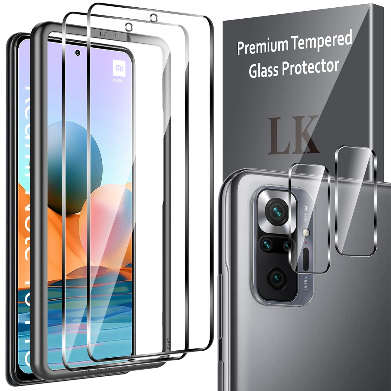 LK 2 Pack Screen Protector, сумісний з Xiaomi Redmi Note 10 Pro/Note 10 Pro Max, протектор екрана 2 ш, фото 1