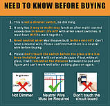 CNBINGO Smart Touch Light Switch, один перемикач Wi-Fi зі світлодіодною підсвіткою, фото 5