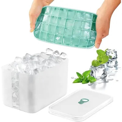 Новий силіконовий лотки для кубиків льоду з кришкою відра, фото 1