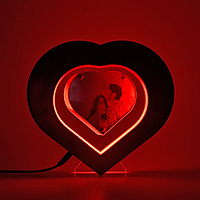 Фоторамка серце з підсвічуванням левітуюча 22x21 см Червоний