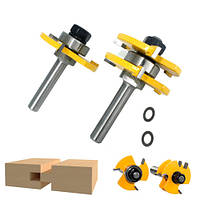 Оригінал! Набір фрез пазо-шипових 2шт, хвостовик 6.35мм, сталь, для ручного фрезера - Вища Якість!