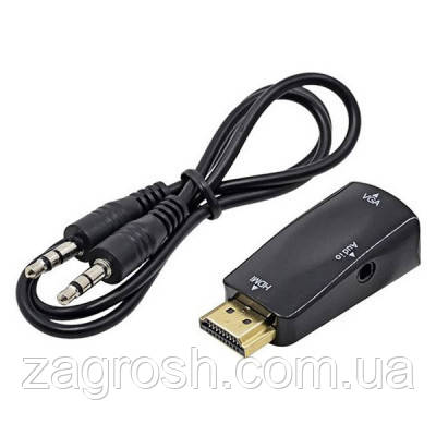 Promo Ціна! Перехідник ST-Lab HDMI male (PC/laptop) - VGA F(Monitor) (U-991 black) - тільки на ZaGrosh.com.ua, фото 1