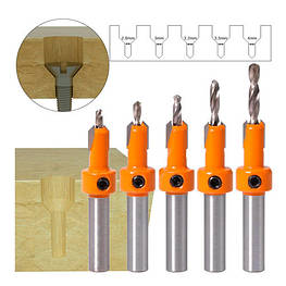 Набір свердл із зенківкою 5шт 2.8-4мм, циліндричні, сталь - оригінал