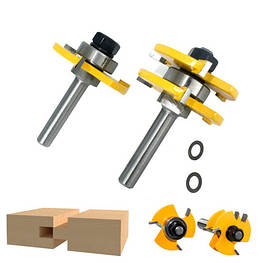 Набір фрез пазо-шипових 2шт, хвостовик 6.35мм, сталь, для ручного фрезера - оригінал