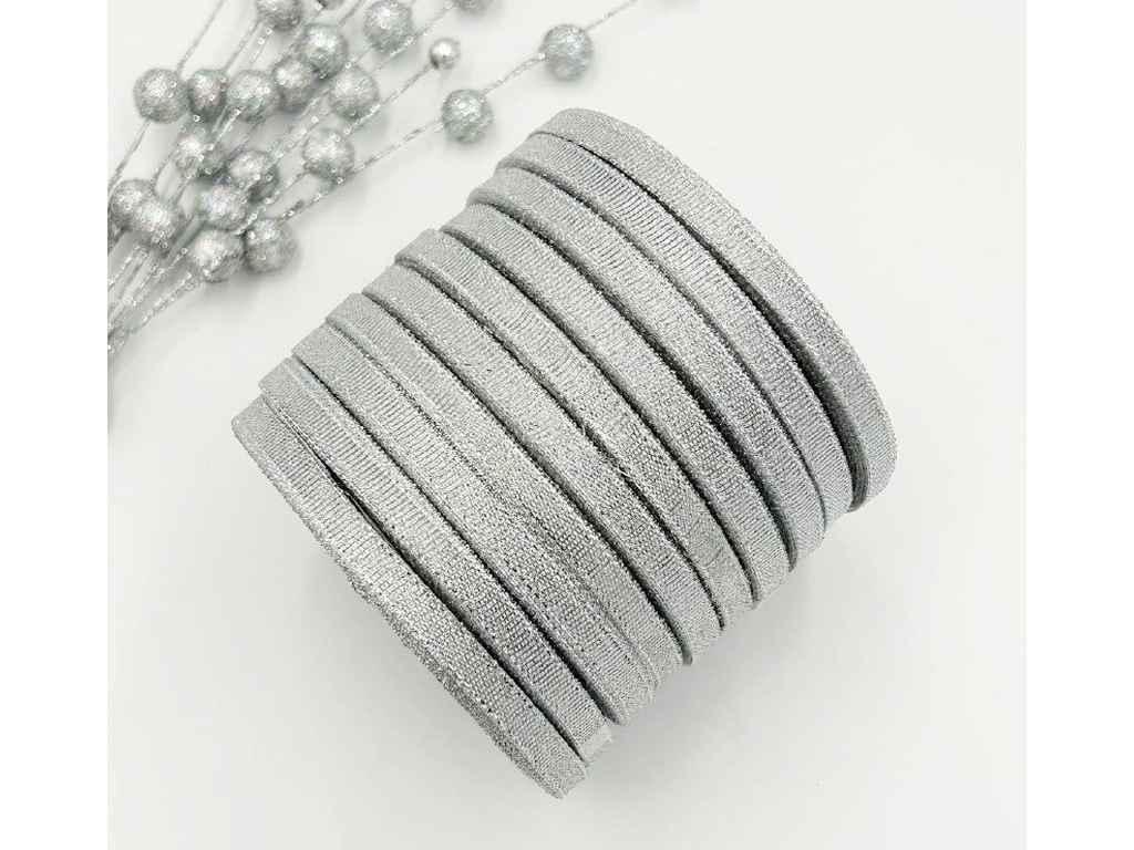 Стрічка парча 23м 6мм Срібло (АБ-545) ТМ КИТАЙ, фото 1