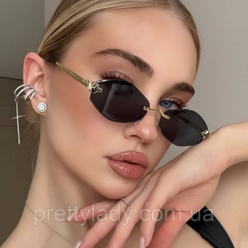 Сонцезахисні окуляри унісекс ромби Panthere без оправи чорні