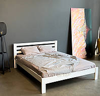 Двуспальная кровать Mebigrand Колумбия белая для спальни с деревянными ламелями для комфортного сна 140х200 см