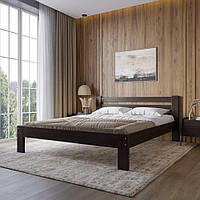 Напівтораспальне дерев'яне ліжко Mebigrand Венге 120х200 см з узголів'ям для спальні та дитячої