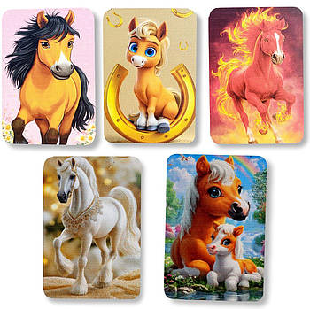 Магніт деревяний на холодильник з символом 2026 року Коня прямокутний 8*5,5 см