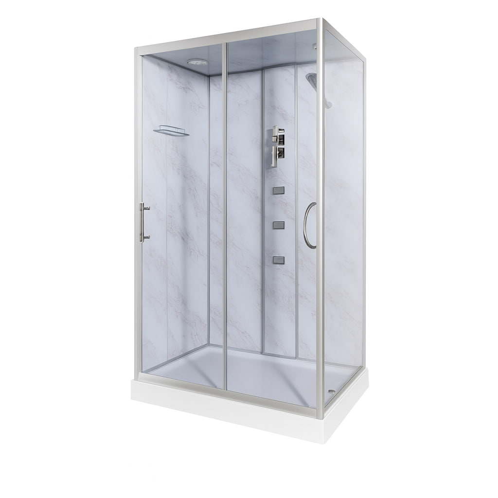 Душовий бокс Vivia TKF 7715 мармур BG 120х80x215 см на низькому піддоні з гідромасажем тоноване скло