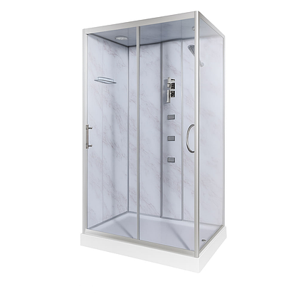 Душовий бокс Vivia TKF 7715 мармур BG 120х80x215 см на низькому піддоні з гідромасажем тоноване скло, фото 1