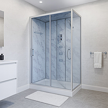 Душовий бокс Vivia TKF 7715 мармур BG 120х80x215 см на низькому піддоні з гідромасажем тоноване скло, фото 2