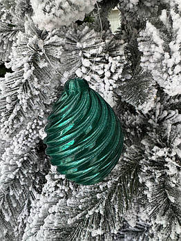 Новорічна ялинкова іграшка зеленого кольору 9*6 см, підвіска на ялинку