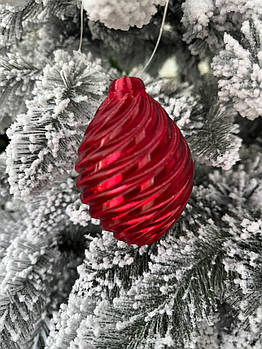Новорічна ялинкова іграшка червоного кольору 9*6 см, підвіска на ялинку