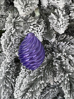 Новорічна ялинкова іграшка бузкового кольору 9*6 см, підвіска на ялинку