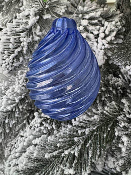 Новорічна ялинкова іграшка синього кольору 9*6 см, підвіска на ялинку