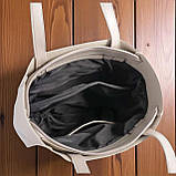 Велика жіноча сумка шоппер на плече бежева містка з екошкіри, фото 4