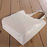 Велика жіноча сумка шоппер на плече бежева містка з екошкіри, фото 8