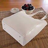 Велика жіноча сумка шоппер на плече бежева містка з екошкіри, фото 7