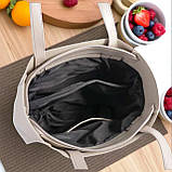 Велика жіноча сумка шоппер на плече бежева містка з екошкіри, фото 9