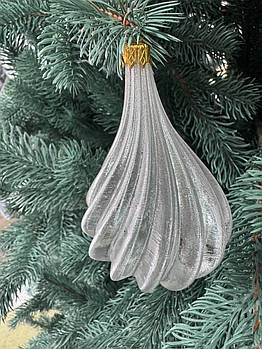 Новорічна ялинкова іграшка біла прозора 10,5*6,5 см, підвіска на ялинку