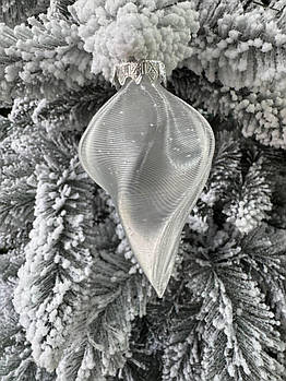 Новорічна ялинкова іграшка біла прозора 11*5 см, підвіска на ялинку