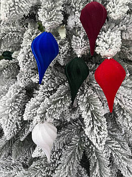 Новорічна ялинкова оксамитова іграшка в різних кольорах 12,5 * 6 см, підвіска на ялинку