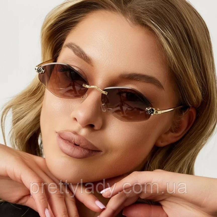 Сонцезахисні окуляри унісекс ромби Panthere без оправи градієнт коричневі