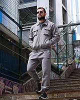 Чоловічий сірий спортивний костюм на флісі, осінній сірий костюм тринитка, чоловічий зимовий костюм на блискавці, ewy bka smt