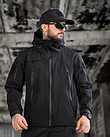 Тактическая куртка черная softshell на флисе, Военная осенняя куртка черная, Полицейская курточка водоотталкивающая, ewy bka smt