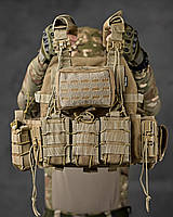 Тактическая плитоноска койот с быстрым сбросом, Военная плитоноска койот с подсумками на molle, бронижилет койот, ewy bka smt