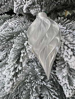 Новорічна ялинкова іграшка біла прозора 11*5 см, підвіска на ялинку