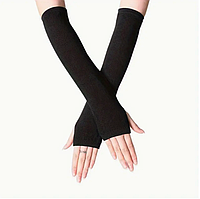 Жіночі рукавички-мітенки з довгими рукавами | Еластичні рукавички без пальців для зап'ястя і ліктя