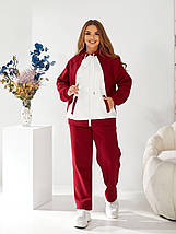 Жіночий теплий спортивний костюм марсала великого розміру Розміри: 48-50, 52-54, 56-58, фото 4