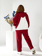 Жіночий теплий спортивний костюм марсала великого розміру Розміри: 48-50, 52-54, 56-58, фото 5