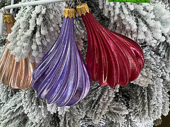 Новорічна ялинкова іграшка в різних кольорах 10,5*6,5 см, підвіска на ялинку