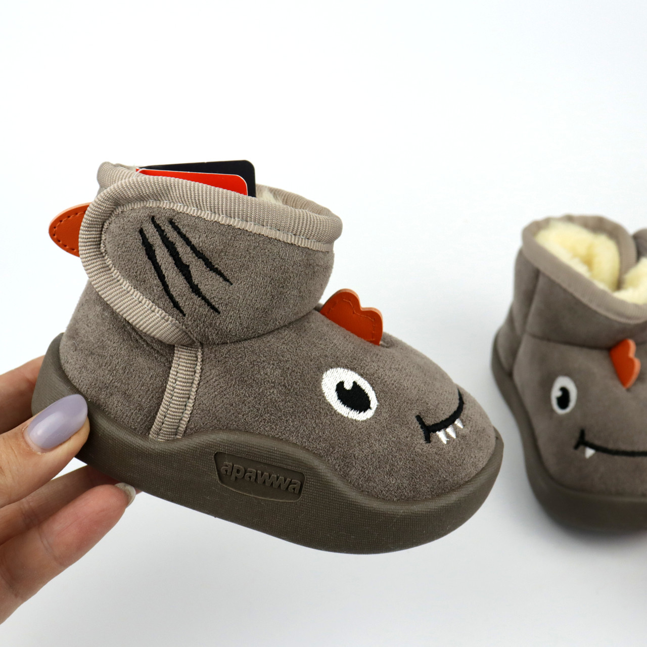 Уггі дитячі сірі Apawwa на хутрі