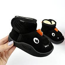 Уггі дитячі чорні Apawwa з динозавриком для хлопчиків розмір 22- устілка 14 см