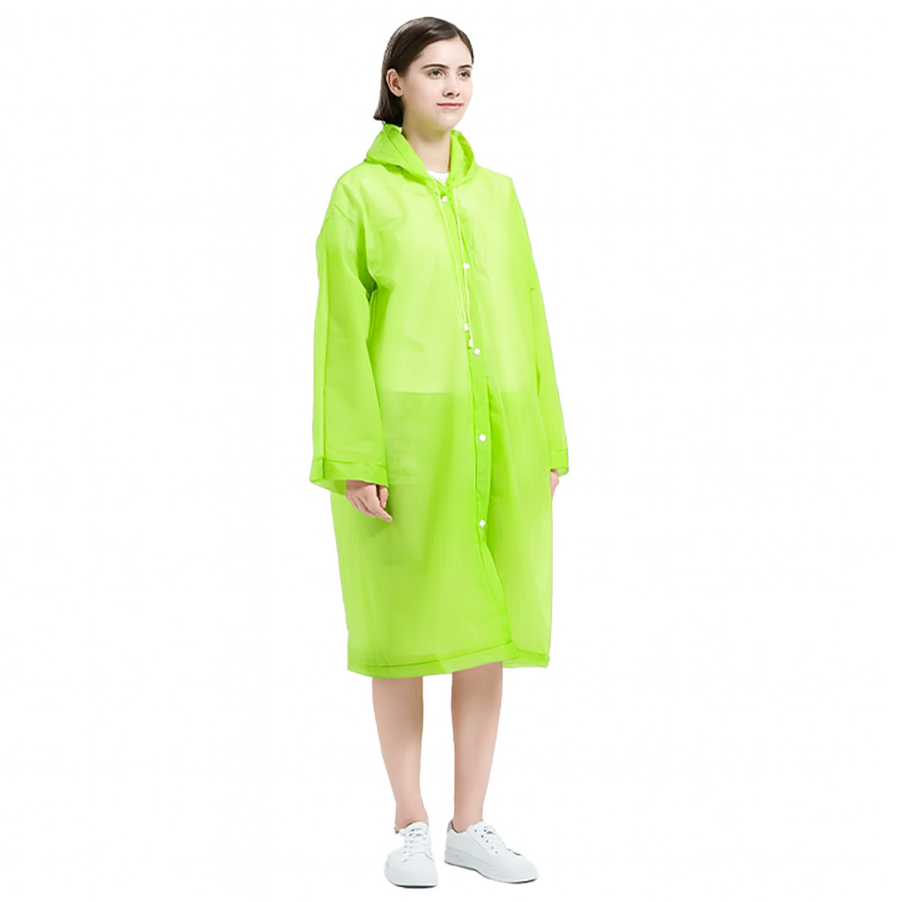 Дощовик з капюшоном EVA Raincoat на кнопках салатовий