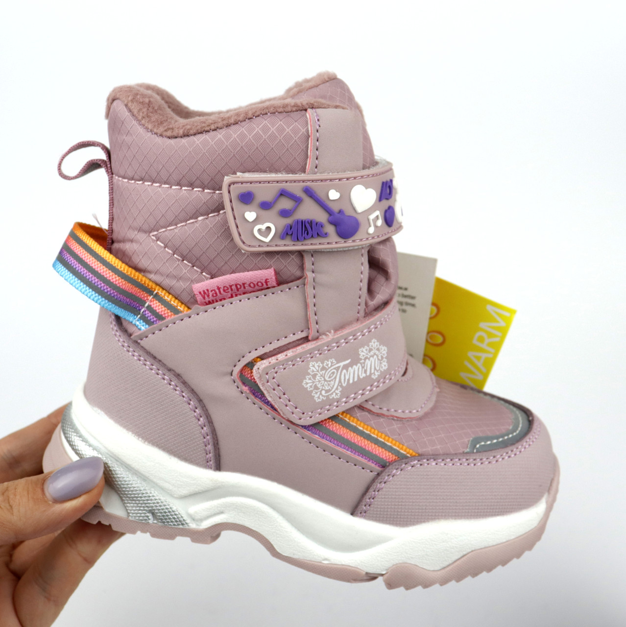 Дитячі зимові термо черевики для дівчинки рожеві Tom.m
