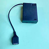 Відсік для 3 АА (пальчикових) батарейок з USB виходом та вимикачем, фото 2