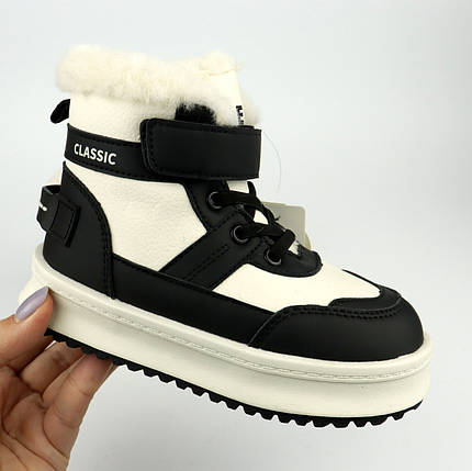 Дитячі зимові черевики чорно-білі для дівчинки Том.м, фото 1