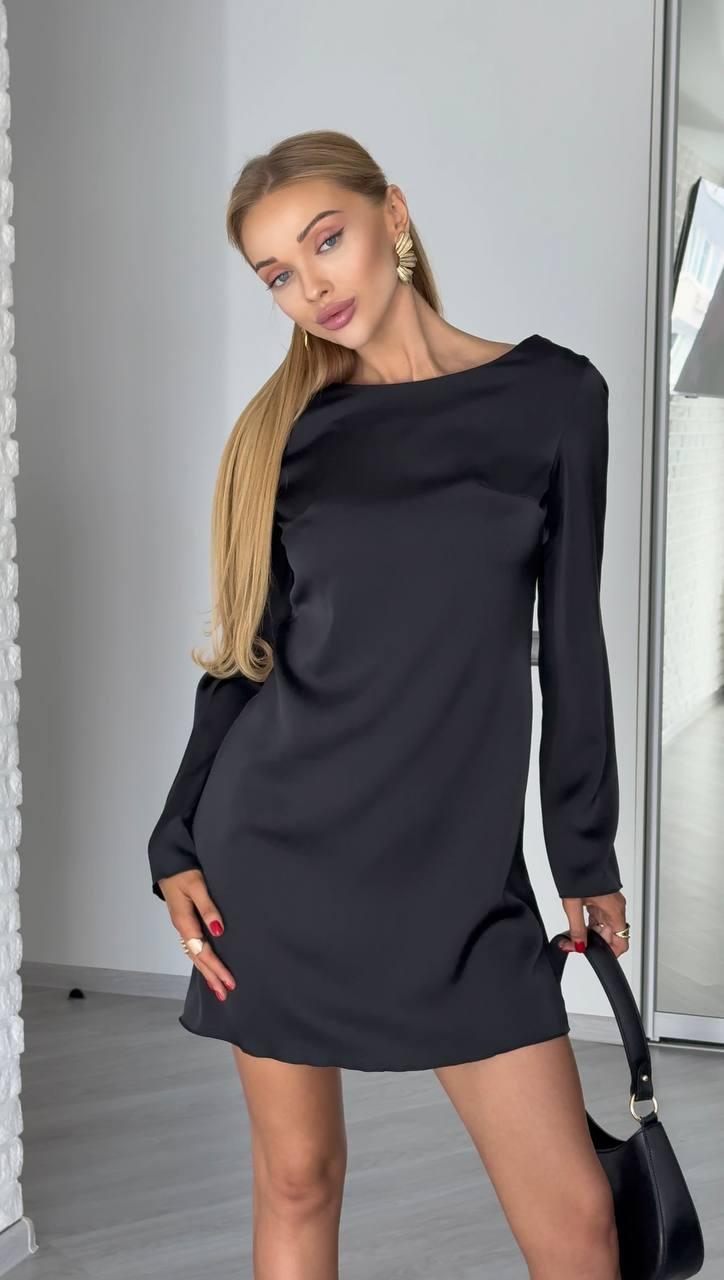 Жіноча шовкова сукня міні з відкритою спинкою, фото 1