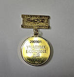 Нагрудний знак "Ветеран війни - Учасник бойових дій" позолота/латунь (медаль УБД) у футлярі, фото 5