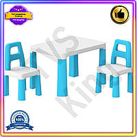VS Дитячий стіл з HOT NEW двома стільцями TechnoK біло-сині меблі для дітей для ігор та навчання комплект меблів 32T8_V1
