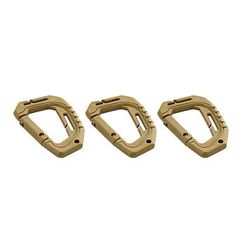 Карабін тактичний для кріплення MOLLE | Карабін пластиковий із додатковими кріпленнями Койот Набір 3 штуки