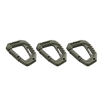 Карабін тактичний для кріплення MOLLE | Карабін пластиковий із додатковими кріпленнями Олива Набір 3 штуки